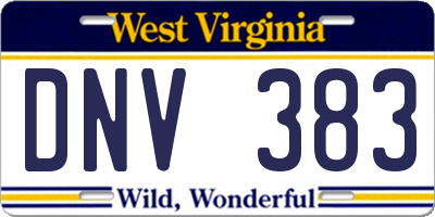 WV license plate DNV383