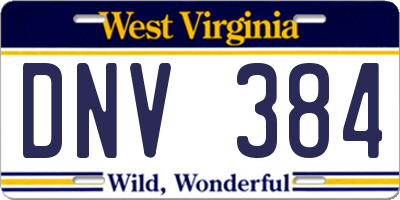 WV license plate DNV384