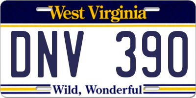 WV license plate DNV390