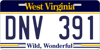 WV license plate DNV391