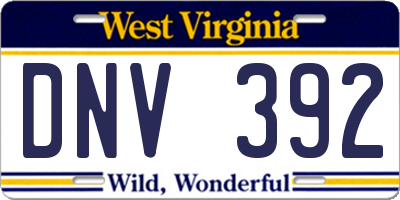WV license plate DNV392