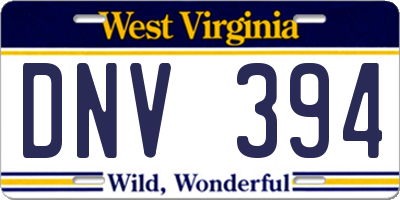 WV license plate DNV394