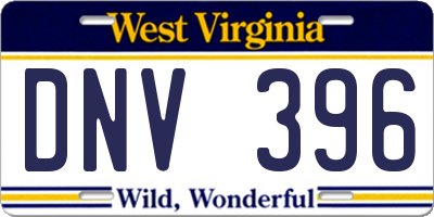 WV license plate DNV396