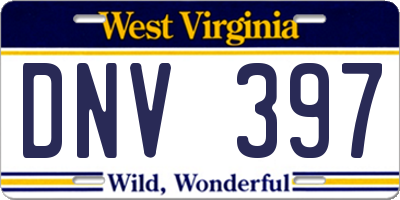 WV license plate DNV397