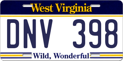 WV license plate DNV398