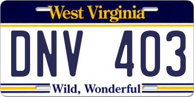 WV license plate DNV403