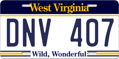 WV license plate DNV407