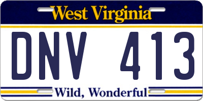 WV license plate DNV413