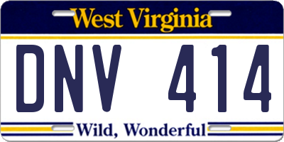 WV license plate DNV414