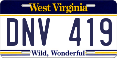 WV license plate DNV419