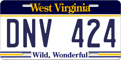 WV license plate DNV424