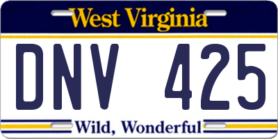 WV license plate DNV425