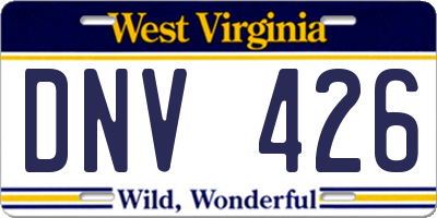 WV license plate DNV426