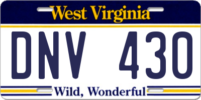 WV license plate DNV430