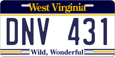 WV license plate DNV431