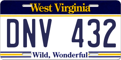 WV license plate DNV432