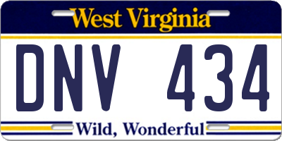 WV license plate DNV434