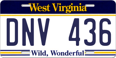 WV license plate DNV436