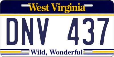 WV license plate DNV437