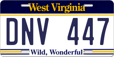 WV license plate DNV447
