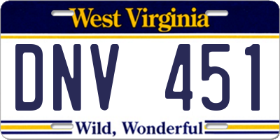 WV license plate DNV451