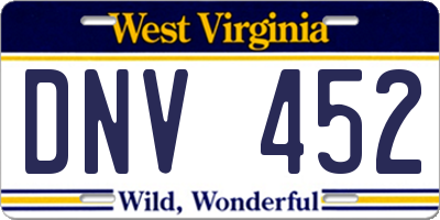 WV license plate DNV452