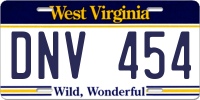 WV license plate DNV454