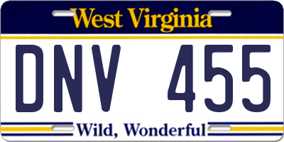 WV license plate DNV455