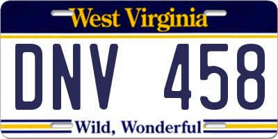 WV license plate DNV458