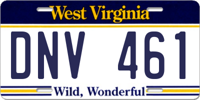 WV license plate DNV461