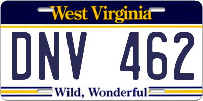 WV license plate DNV462