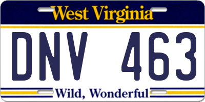 WV license plate DNV463