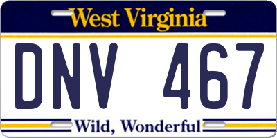 WV license plate DNV467