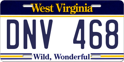 WV license plate DNV468