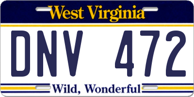 WV license plate DNV472