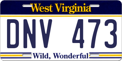 WV license plate DNV473