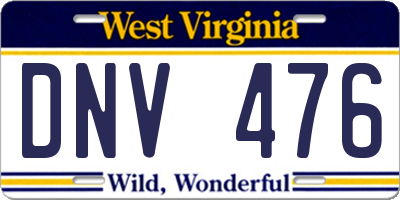 WV license plate DNV476