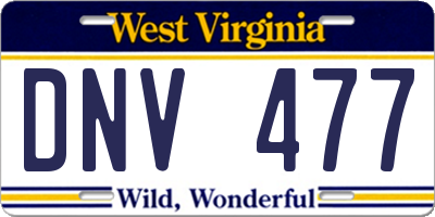WV license plate DNV477