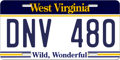 WV license plate DNV480