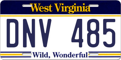 WV license plate DNV485