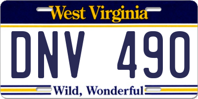 WV license plate DNV490