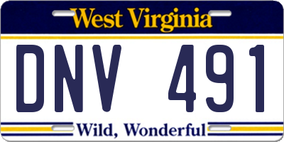 WV license plate DNV491
