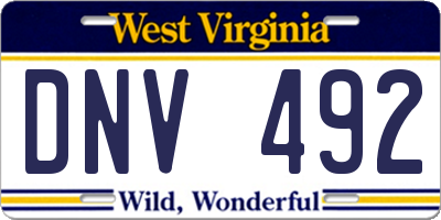 WV license plate DNV492