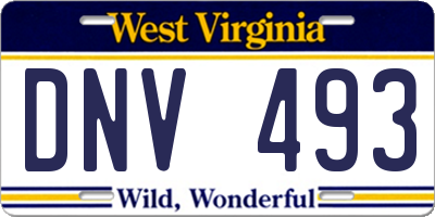 WV license plate DNV493