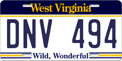 WV license plate DNV494
