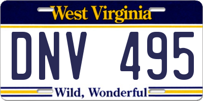 WV license plate DNV495