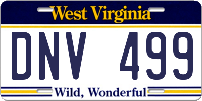 WV license plate DNV499
