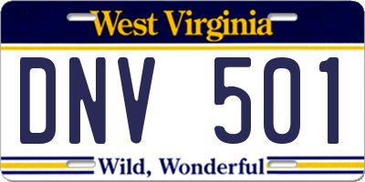 WV license plate DNV501