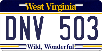 WV license plate DNV503