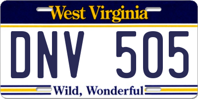 WV license plate DNV505
